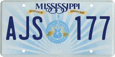 MS license plate AJS177
