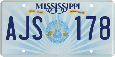 MS license plate AJS178