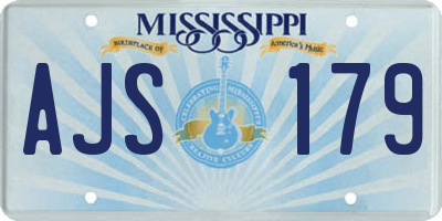 MS license plate AJS179