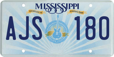 MS license plate AJS180