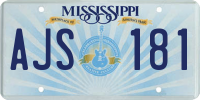 MS license plate AJS181
