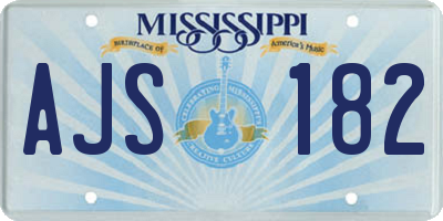 MS license plate AJS182