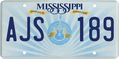 MS license plate AJS189