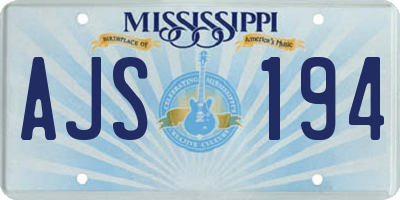 MS license plate AJS194