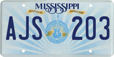 MS license plate AJS203