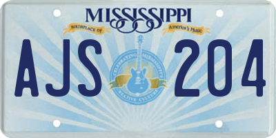 MS license plate AJS204