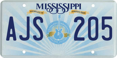 MS license plate AJS205