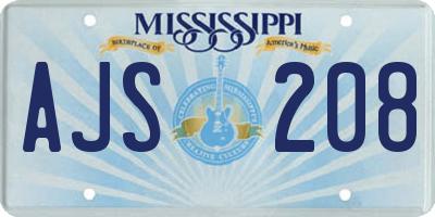 MS license plate AJS208