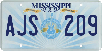 MS license plate AJS209