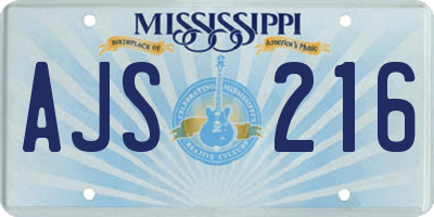MS license plate AJS216