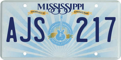 MS license plate AJS217