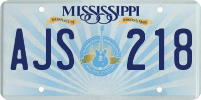 MS license plate AJS218