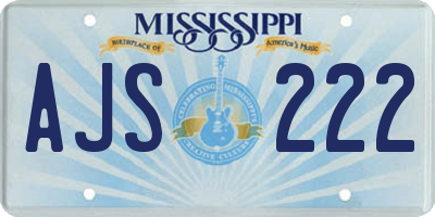 MS license plate AJS222