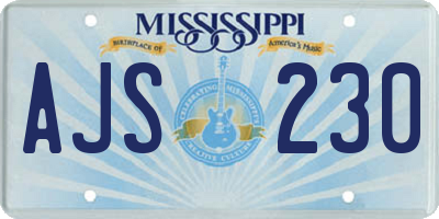 MS license plate AJS230