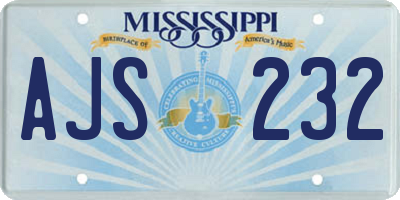 MS license plate AJS232