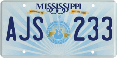 MS license plate AJS233
