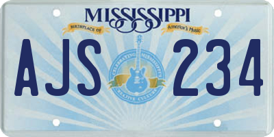 MS license plate AJS234
