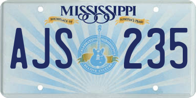 MS license plate AJS235