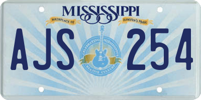MS license plate AJS254