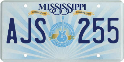 MS license plate AJS255