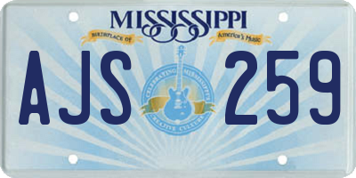 MS license plate AJS259