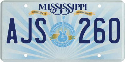 MS license plate AJS260