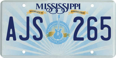 MS license plate AJS265