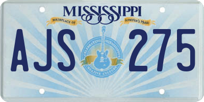 MS license plate AJS275