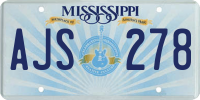 MS license plate AJS278