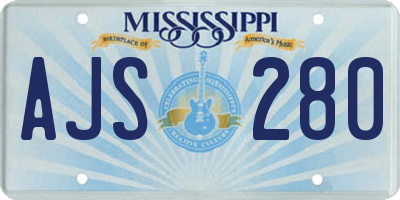 MS license plate AJS280