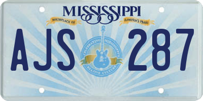 MS license plate AJS287