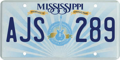 MS license plate AJS289