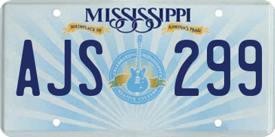 MS license plate AJS299