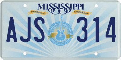 MS license plate AJS314