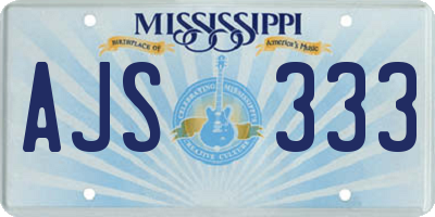 MS license plate AJS333