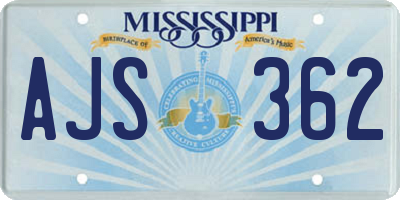 MS license plate AJS362