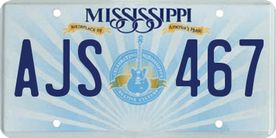 MS license plate AJS467