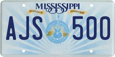 MS license plate AJS500