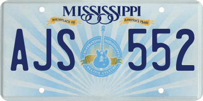 MS license plate AJS552