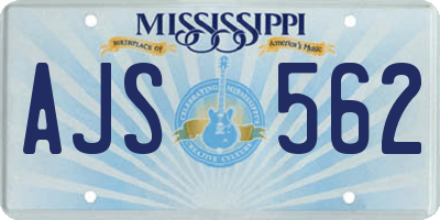 MS license plate AJS562