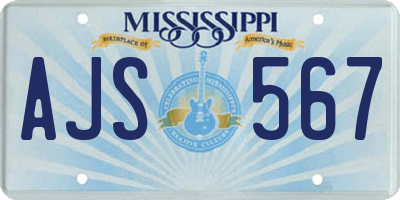 MS license plate AJS567