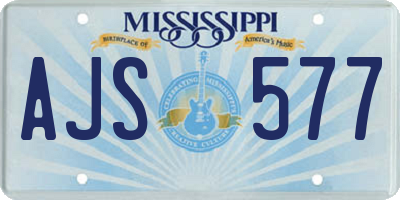 MS license plate AJS577