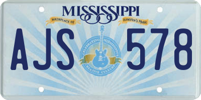 MS license plate AJS578