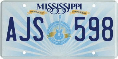 MS license plate AJS598