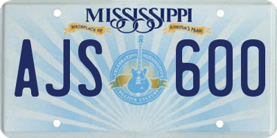 MS license plate AJS600
