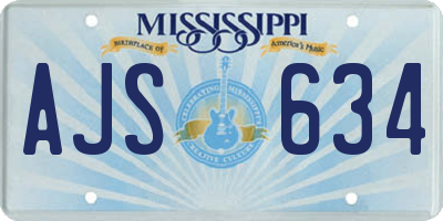 MS license plate AJS634
