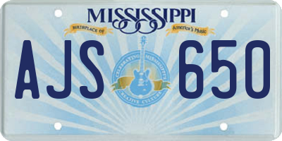 MS license plate AJS650