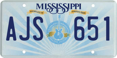 MS license plate AJS651