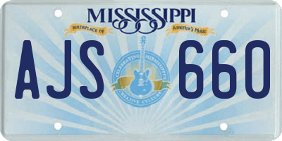 MS license plate AJS660