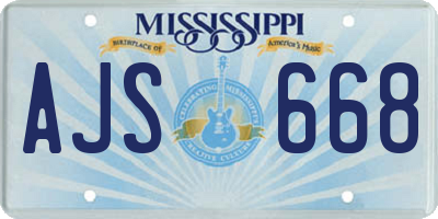 MS license plate AJS668